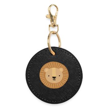 Lion head child motif - Round Keyring - black - Front