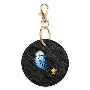 golden oriental magic lamp & genie in a bottle - Round Keyring - black - Front