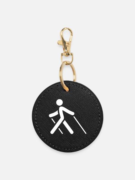 Nordic Walking - Runder Schlüsselanhänger - Schwarz