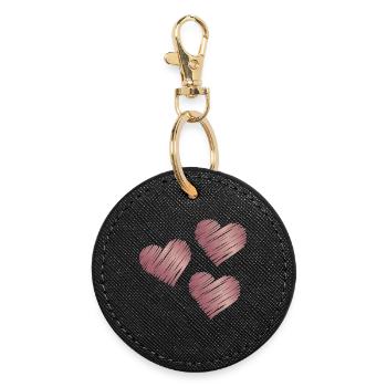 Rose Gold Heart Brushstrokes - Round Keyring - black - Front