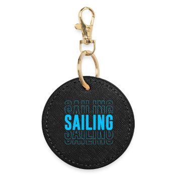 Sailing Typography - Text Stacked - Round Keyring - black - Front