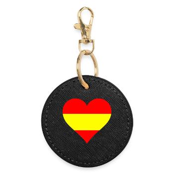 Cœur Espagne Couleurs nationales - Porte-clés rond - noir - Devant