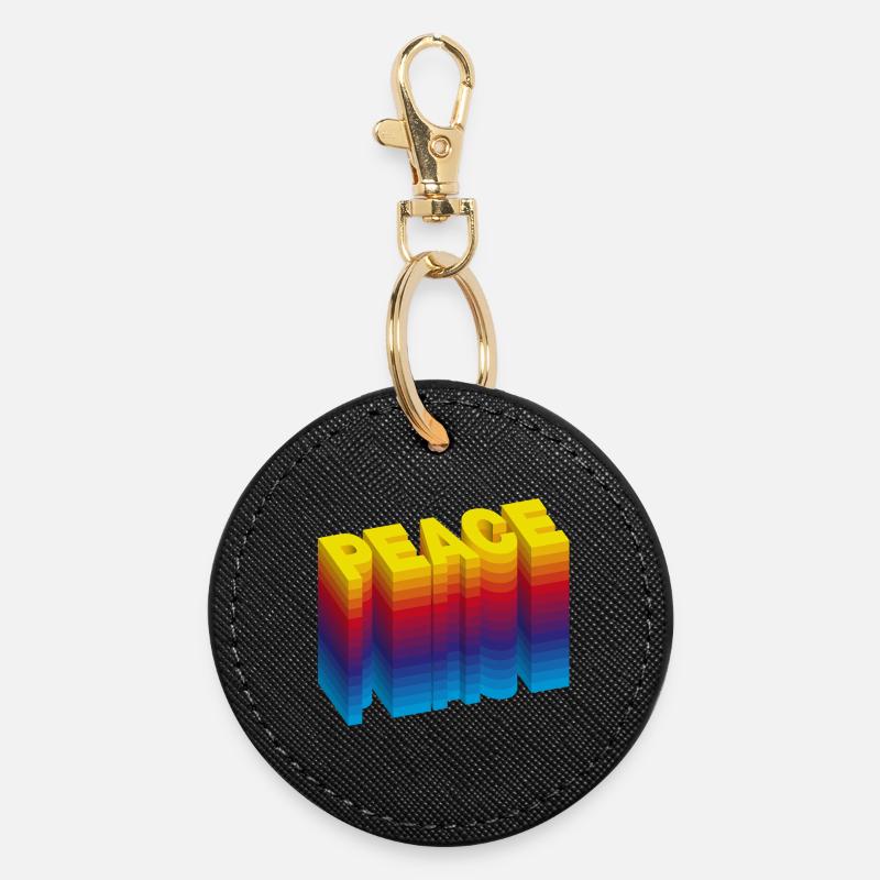 PEACE: A Statement for Love and Harmony - Round Keyring - black