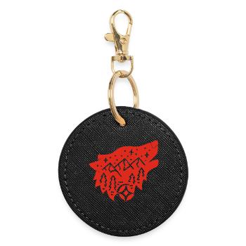 Red wolf totem of nature - Round Keyring - black - Front