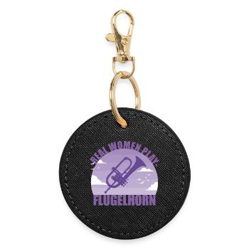 Flugelhorn Instrument Musician Girl Gift - Round Keyring - black - Front