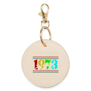 1973 Birthday Retro Vintage born in 1973 - Round Keyring - oyster - Front