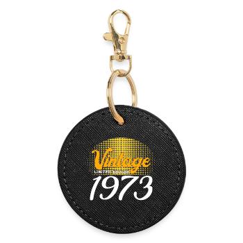 1973 Vintage Born Retro Vintage Birthday - Round Keyring - black - Front