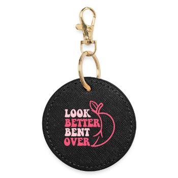 Design with Fruit and Motivational Text - Round Keyring - black - Front