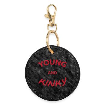 Texte T-shirt design Jeune et Kinky Idée cadeau. - Porte-clés rond - noir - Devant