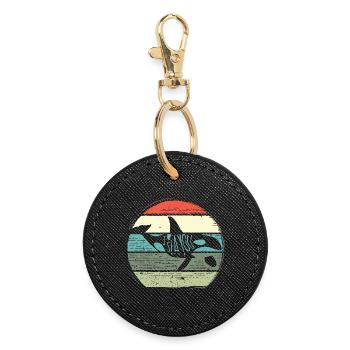 Retro Whale Sunset Circle - Runder Schlüsselanhänger - Schwarz - Vorne