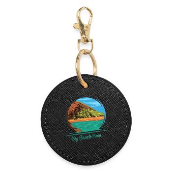 big beach maui island hawaii nature illustration - Round Keyring - black - Front
