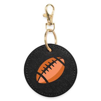 Symbole d’icône de football américain Logo Fan de sport de balle - Porte-clés rond - noir - Devant