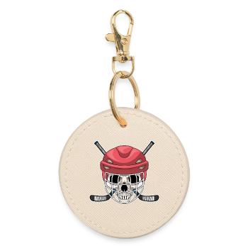 Totenkopf Eishockey Eishockeyschläger - Runder Schlüsselanhänger - Auster - Vorne