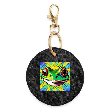 Grenouille Pop Art - Porte-clés rond - noir - Devant