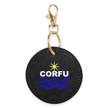 Korfu-Sonnenwellen - Runder Schlüsselanhänger - Schwarz - Vorne