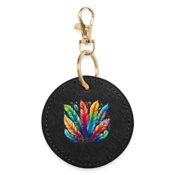 Feather Feather Pen Pens - Round Keyring - black - Front
