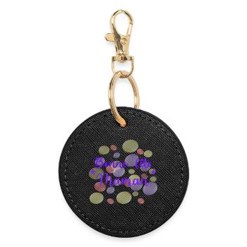 FÊTE DES MÈRES. COEUR. BONNE FÊTE. MAMAN - Porte-clés rond - noir - Devant
