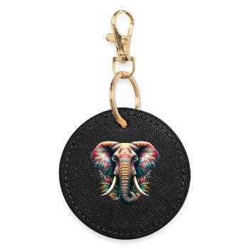 Elephant - Round Keyring - black - Front