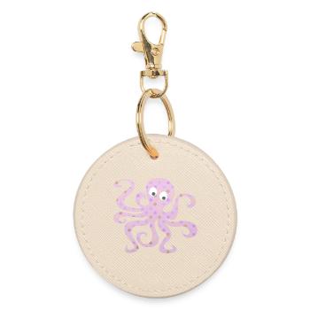 Oktopus Dots rosa Punkte Kinderzimmer Tintenfisch - Runder Schlüsselanhänger - Auster - Vorne