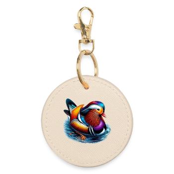 Canard mandarin - Porte-clés rond - huître - Devant