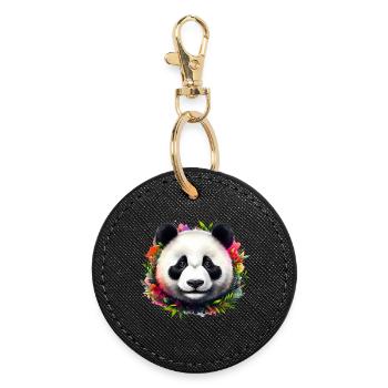 Panda - Runder Schlüsselanhänger - Schwarz - Vorne