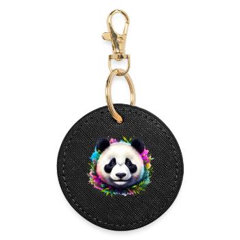 Panda - Runder Schlüsselanhänger - Schwarz - Vorne