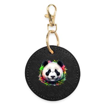 Panda - Runder Schlüsselanhänger - Schwarz - Vorne