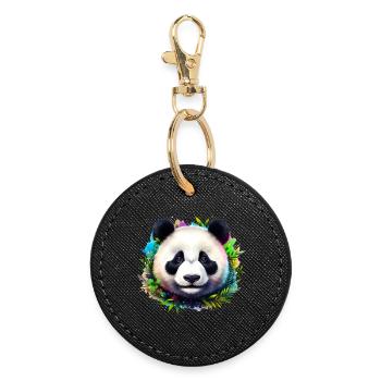 Panda - Runder Schlüsselanhänger - Schwarz - Vorne