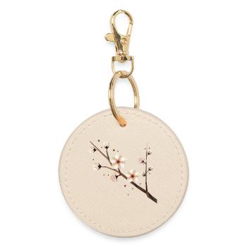 Branche de fleur de prunier – élégance délicate au printemps - Porte-clés rond - huître - Devant