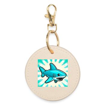 Shark - Round Keyring - oyster - Front