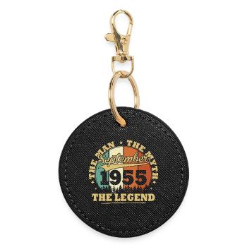 Vintage September 1955 Birthday Gift 70 Year - Round Keyring - black - Front