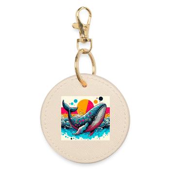 whale - Round Keyring - oyster - Front