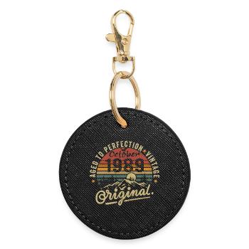 1989 Born in october 1989 Born in october 1989 - Round Keyring - black - Front