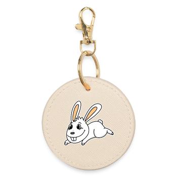Mignon lapin illustration lapin blanc - Porte-clés rond - huître - Devant