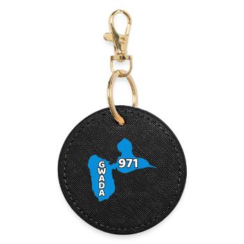 Carte de Guadeloupe 971 - Porte-clés rond - noir - Devant