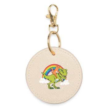 Orange Cat Cats Dinosaur Tyrannosaurus Trex - Round Keyring - oyster - Front