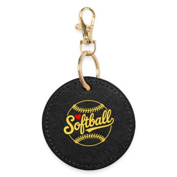 Conception de softball - Porte-clés rond - noir - Devant