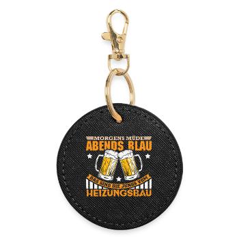 Heating Engineer Heating Construction Plumber Plumber - Round Keyring - black - Front