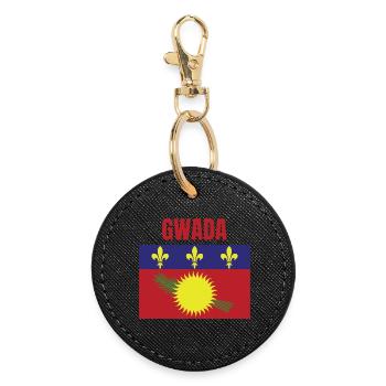 T-shirt GWADA drapeau Guadeloupe - Porte-clés rond - noir - Devant