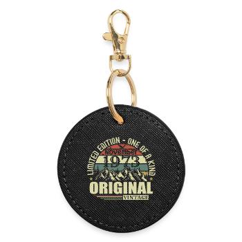 Birthday November 1973 - Round Keyring - black - Front