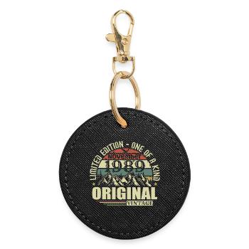 Date de naissance Novembre 1989 - Porte-clés rond - noir - Devant