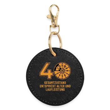 HU November 2025 - 40 Jahre - Geburtstag Geschenk - Runder Schlüsselanhänger - Schwarz - Vorne