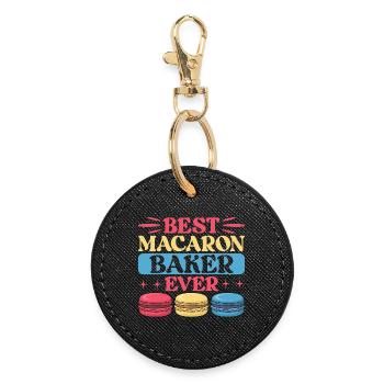 Macaron French Desserts - Round Keyring - black - Front