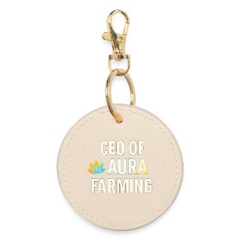 Aura Farming CEO Brand Lustiger Spruch - Runder Schlüsselanhänger - Auster - Vorne