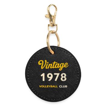 Vintage 1978 – Volleyball Club Retro Birth Year - Round Keyring - black - Front