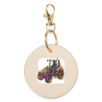 Neon Lines Construction Excavators - Round Keyring - oyster - Front