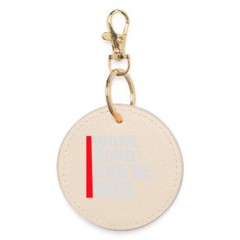 Quote Work Hard Be Nice Motivation Positive Spirit - Round Keyring - oyster - Front