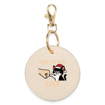 Weihnachtsgeschenk für Katzen Papas Best Cat Dad - Runder Schlüsselanhänger - Auster - Vorne