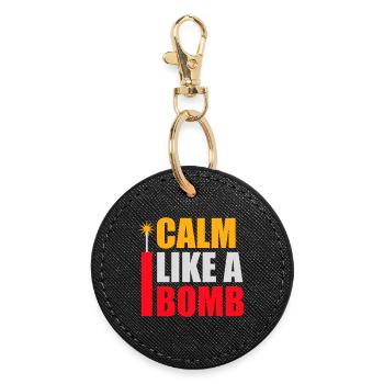 Calme comme une bombe Paradoxe Ironie Humour Blague explosive - Porte-clés rond - noir - Devant