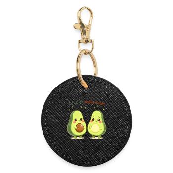 Süßes Avocado Design “I Feel So Empty Inside” - Runder Schlüsselanhänger - Schwarz - Vorne